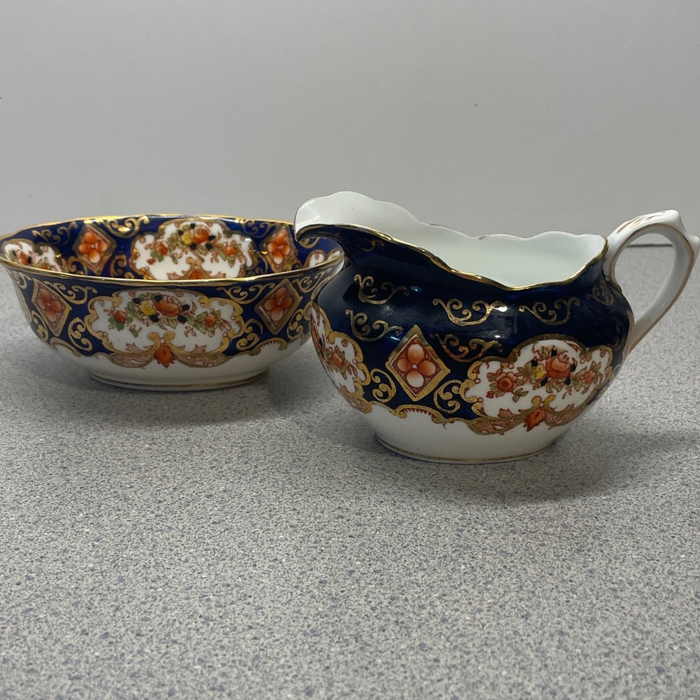 Royal Albert Derby Imari Creamer & Open Sugar Bowl Set